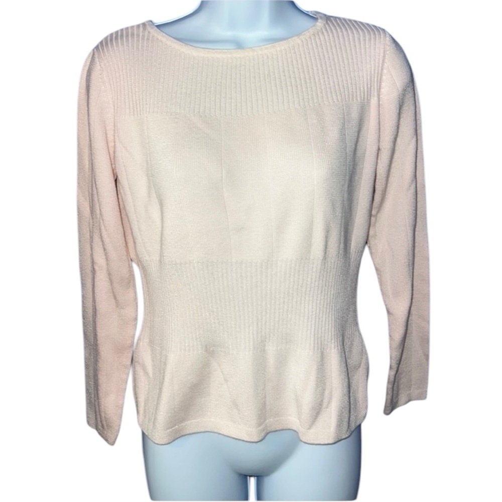 Ballinger Gold Pale Pink Cotton Blend Long Sleeve Sweater Small